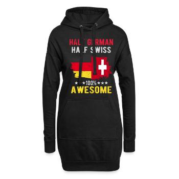 Moitié allemand moitié suisse - Sweat-shirt à capuche long Femme - noir - Devant
