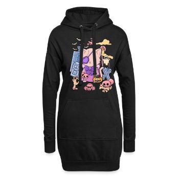 Pastel Goth Katze Creepy Gruselig Kawaii Horror - Hoodie-Kleid - Schwarz - Vorne