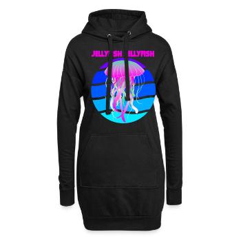 Qualle Unterwasser Ozean Leben Fische Meerestiere - Hoodie-Kleid - Schwarz - Vorne