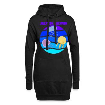 Qualle Meer Unterwasserwelt Ozean Tiere Fisch - Hoodie-Kleid - Schwarz - Vorne