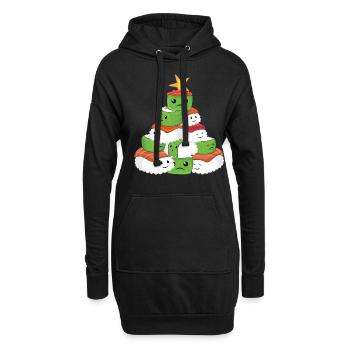 Kawaii Christmas Tree Sushi Décembre Noël - Sweat-shirt à capuche long Femme - noir - Devant