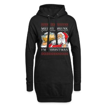 Hässlicher Dezember Betrunkener Bierliebhaber Hässliche Weihnachten - Hoodie-Kleid - Schwarz - Vorne