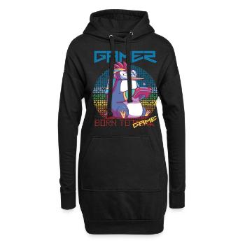 Gamer Cute Penguin Video Games Born To Gaming - Hoodie-Kleid - Schwarz - Vorne