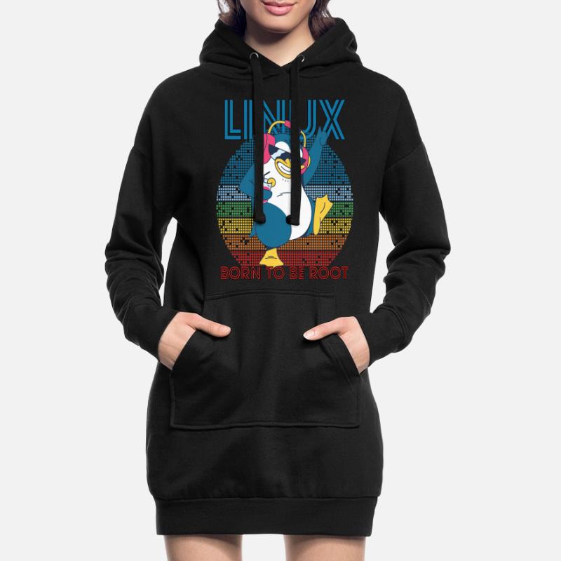 Root Party Penguin Retro Linux Cool Nerd Programmes Sweat-shirt à capuche long Femme