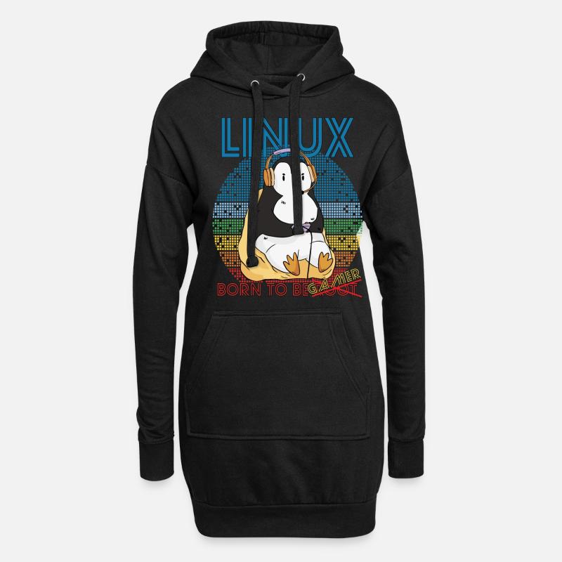 Gamer Linux Born To Be Root Geek Game Programmer A - Hoodie-Kleid - Schwarz