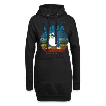 Linux sudo root geek admin pingouin nerd programmeur - Sweat-shirt à capuche long Femme - noir - Devant