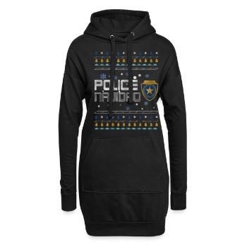 Hässlicher Dezember Polizei Navidad Hässliche Weihnachten - Hoodie-Kleid - Schwarz - Vorne