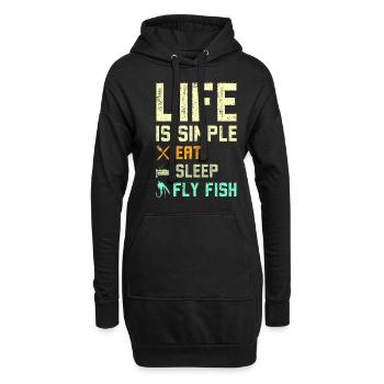 La vie est simple manger du poisson mouche de sommeil - Sweat-shirt à capuche long Femme - noir - Devant