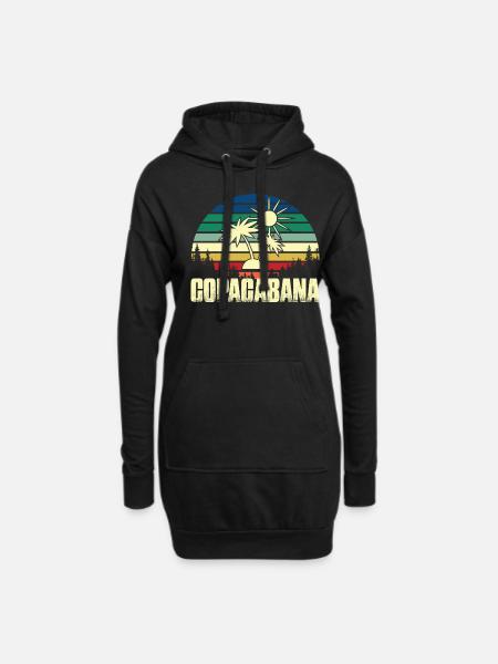 Rio Beach Copacabana Holiday Palms Summer Sun Bra - Hoodie Dress - black