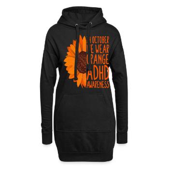 ADHD Awareness Sunflower In October We Wear Orange - Hoodie Dress - black - Front