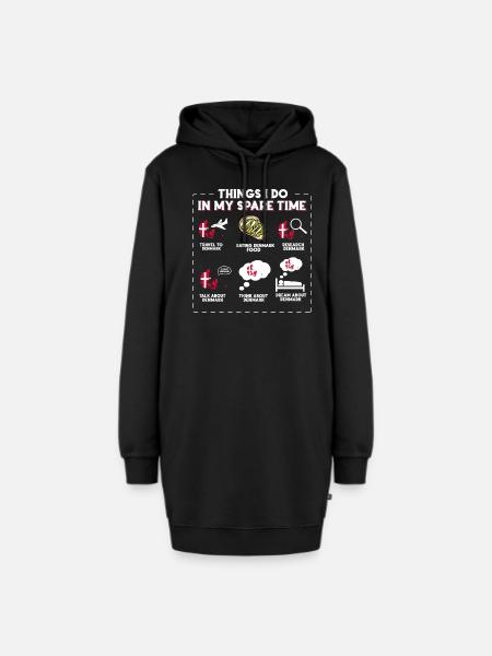 Dinge, die ich in meiner Freizeit mache Dänemark - Hoodie-Kleid - Schwarz