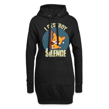 Guitare Destroy Silence Nice Fox guitariste Rockgi - Sweat-shirt à capuche long Femme - noir - Devant
