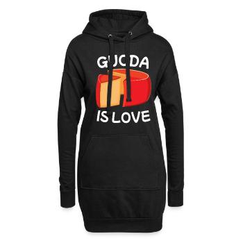 Morceau de fromage Gouda - Sweat-shirt à capuche long Femme - noir - Devant