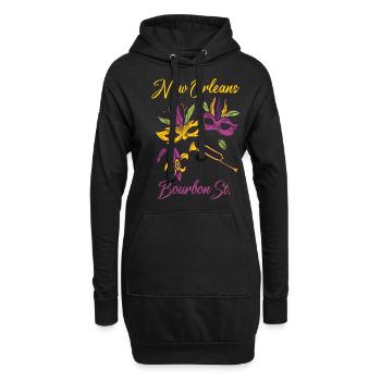 Français Bourbon souvenir du carnaval de la Nouvelle-Orléans - Sweat-shirt à capuche long Femme - noir - Devant