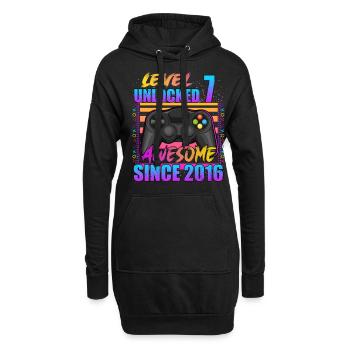 Jeu vidéo Niveau 7 débloqué génial depuis 2016 - Sweat-shirt à capuche long Femme - noir - Devant