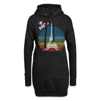 Love Paris Retro Tour Eiffel France Souvenir F - Sweat-shirt à capuche long Femme - noir - Devant
