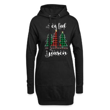 Éléments de Noël Saison joyeuse Plaid Noël - Sweat-shirt à capuche long Femme - noir - Devant