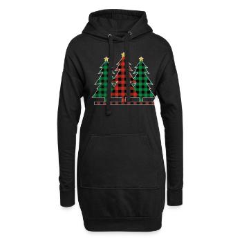Lustige Weihnachtselemente Dezember Karierte Weihnachten - Hoodie-Kleid - Schwarz - Vorne