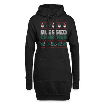 Santa Ugly Dezember Feiertag Hässliche gesegnete Weihnachten - Hoodie-Kleid - Schwarz - Vorne