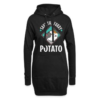 Save The Furry Potato - Hoodie-Kleid - Schwarz - Vorne
