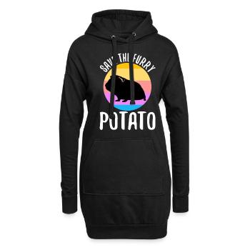 Save The Furry Potato - Hoodie-Kleid - Schwarz - Vorne