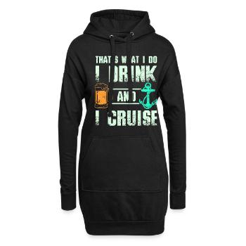 Je bois de la bière et je navigue - Sweat-shirt à capuche long Femme - noir - Devant