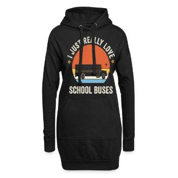 J’aime vraiment les autobus scolaires rétro vintage - Sweat-shirt à capuche long Femme - noir - Devant