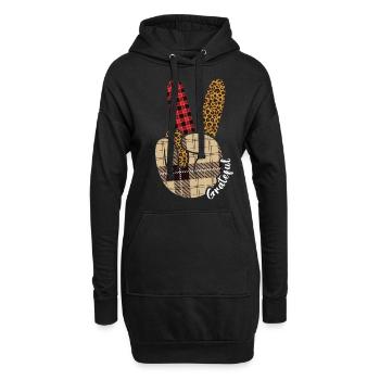 Turquie Amour Paix Modèle d’automne Automne Thanksgiving - Sweat-shirt à capuche long Femme - noir - Devant
