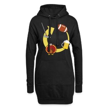 Rugby Amateur de bière Turquie Fan de football Thanksgiving - Sweat-shirt à capuche long Femme - noir - Devant
