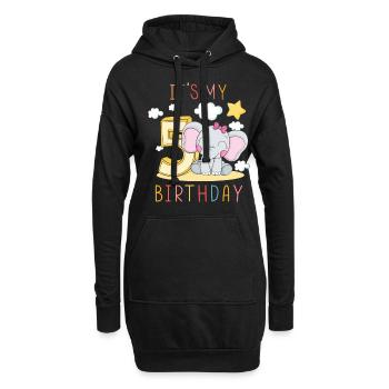 Enfants Anniversaire Garçons Filles 5 ans Eléphant - Sweat-shirt à capuche long Femme - noir - Devant