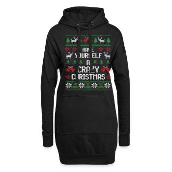 Faites-vous un Noël fou festif introverti - Sweat-shirt à capuche long Femme - noir - Devant