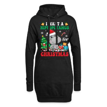 I Want A Hippopotamus For Christmas Lights Santa - Hoodie-Kleid - Schwarz - Vorne
