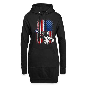 Usa American flag handball 4th of july - Hoodie-Kleid - Schwarz - Vorne
