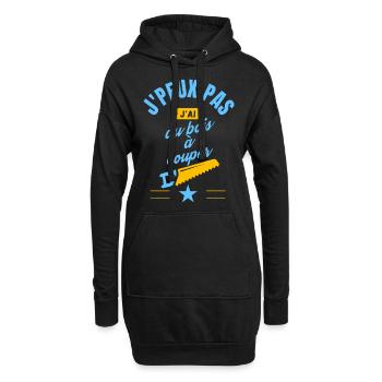 J peux pas j ai du bois à couper bleu jaune - Sweat-shirt à capuche long Femme - noir - Devant