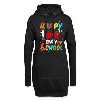 Étudiant heureux 100e jour 100 jours d’école - Sweat-shirt à capuche long Femme - noir - Devant