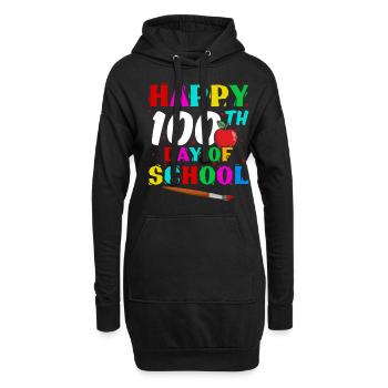 Étudiant heureux 100e jour Apple 100 jours d’école - Sweat-shirt à capuche long Femme - noir - Devant