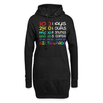 100. Tag 6. Klasse Awesome 100 Tage Schule - Hoodie-Kleid - Schwarz - Vorne