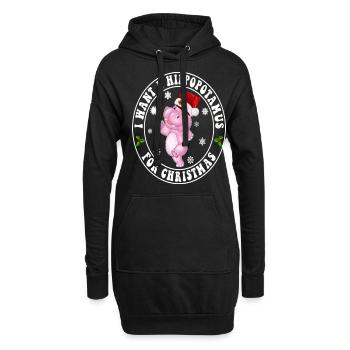 Je veux un hippopotame pour Noël Noël Hippo - Sweat-shirt à capuche long Femme - noir - Devant