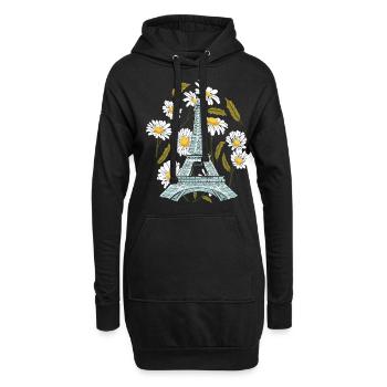 Tour Eiffel Fleur d’automne Paris Automne en France - Sweat-shirt à capuche long Femme - noir - Devant