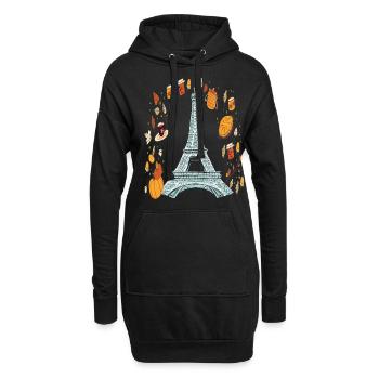 Couronne d’automne Tour Eiffel Automne à Paris Français - Sweat-shirt à capuche long Femme - noir - Devant