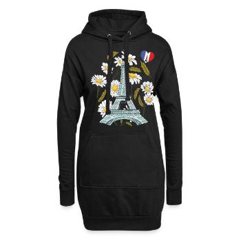 Tour Eiffel en automne Paris souvenir automne en Fran - Sweat-shirt à capuche long Femme - noir - Devant