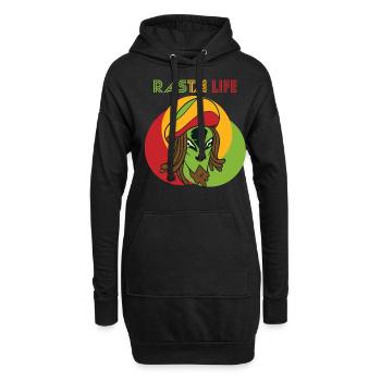 Reggae Herz Alien Rasta Jamaika Souvenir Rastafari - Hoodie-Kleid - Schwarz - Vorne