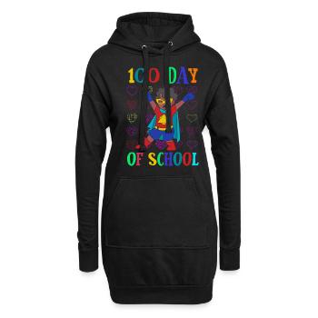 Hero Super Student 100e jour 100 jours d’école - Sweat-shirt à capuche long Femme - noir - Devant
