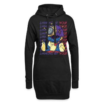 Gruselige Voodoo Puppe, die an dich denkt Hallowee - Hoodie-Kleid - Schwarz - Vorne