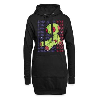 Poupée vaudou Sorcellerie Pensez à vous effrayant Bonjour - Sweat-shirt à capuche long Femme - noir - Devant