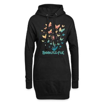 Schmetterling Schöne Blume Herbst Frühling Schmett - Hoodie-Kleid - Schwarz - Vorne