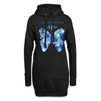 Patchwork Butterfly Be Beautiful Butterfly - Sweat-shirt à capuche long Femme - noir - Devant