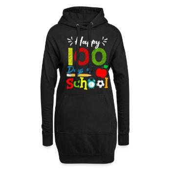 Un étudiant Apple heureux 100e jour 100 jours d’école - Sweat-shirt à capuche long Femme - noir - Devant