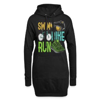 Children Triathlet Swim Bike Run Triathlon - Hoodie-Kleid - Schwarz - Vorne