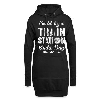 Could Be A Train Station Kinda Day - Hoodie-Kleid - Schwarz - Vorne